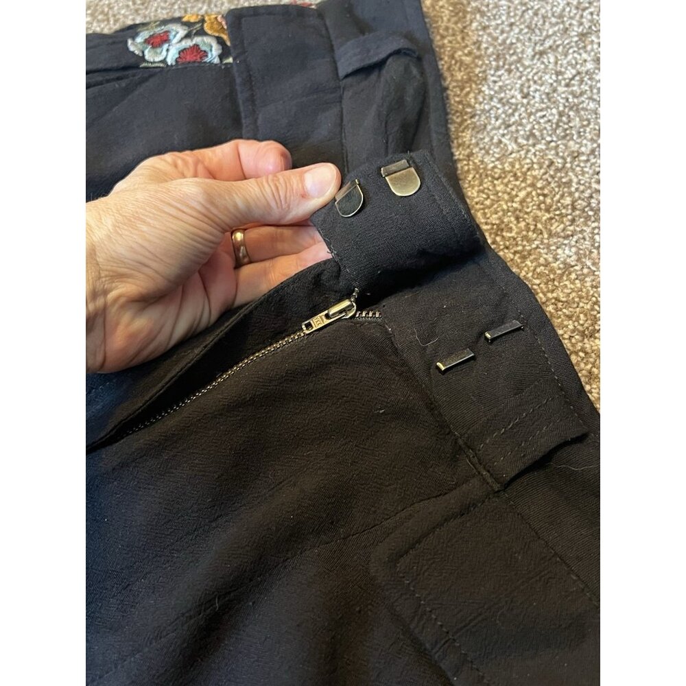 Free People Pants Wide leg Florence Embroidered Striped Boho Floral Size 8 - Picture 12 of 16